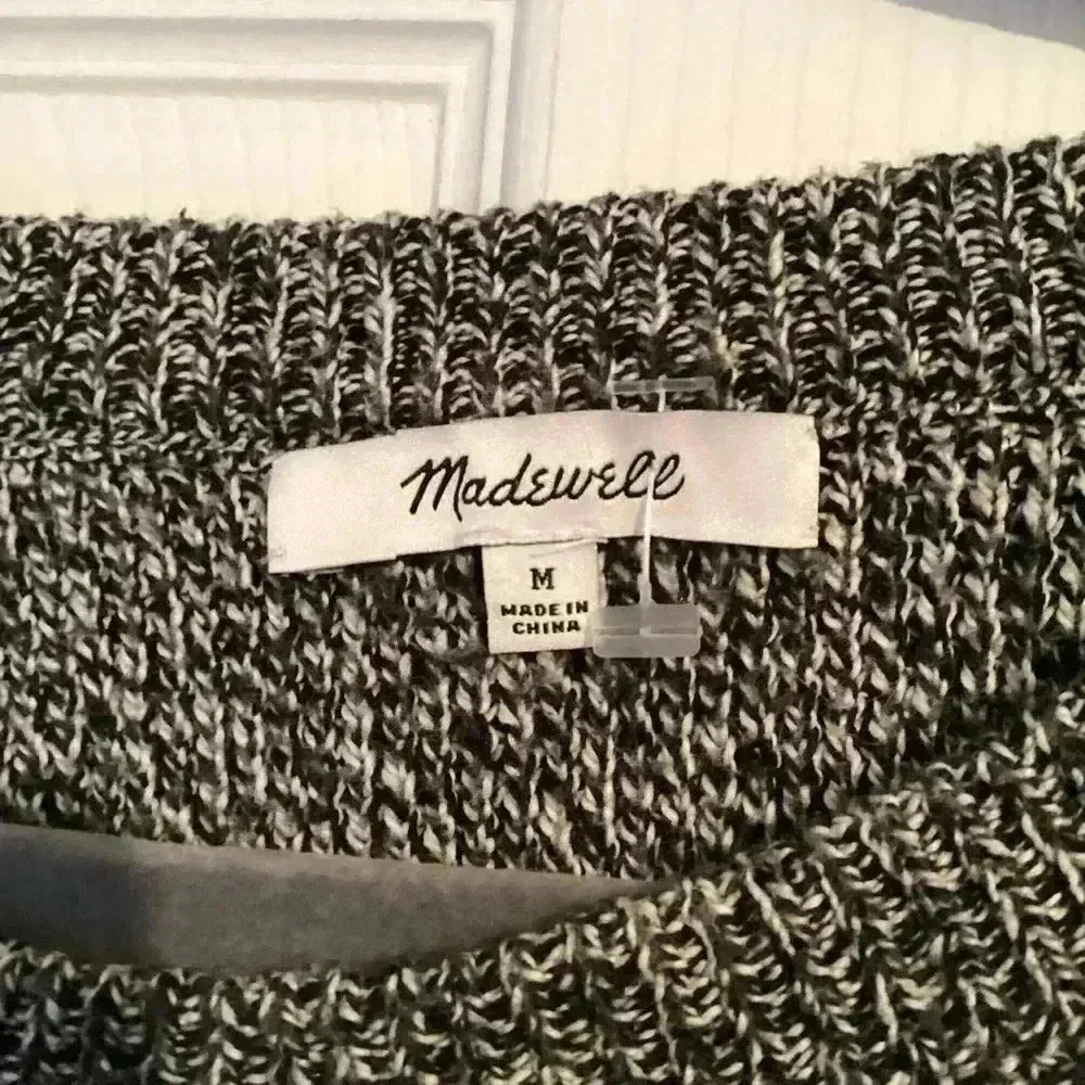 MADEWELL NWOT Open Back Split GRAY KNIT SWEATER  Size Medium